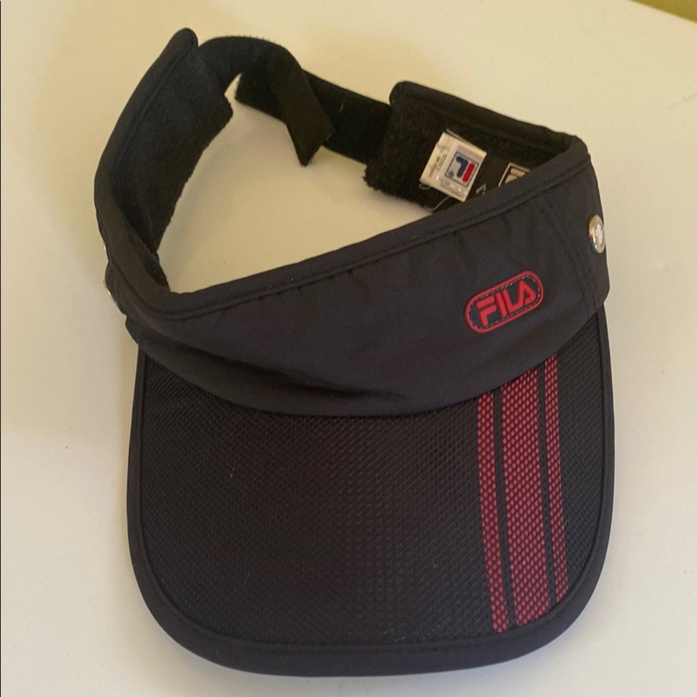 FILA black and red visor with Terry lining and Velcro back one size